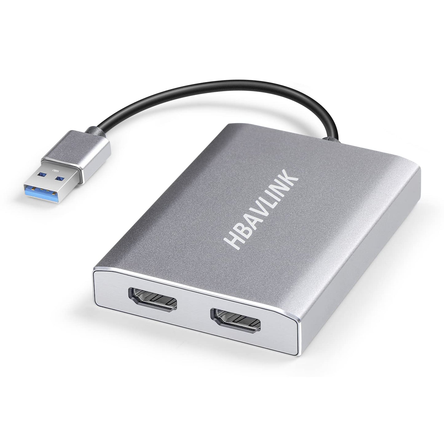 HBAVLINK USB 3.0 to Dual HDMI Adapter, Supports 4K@30Hz & 1080P@60Hz, Compatible with Windows & Mac OS Devices
