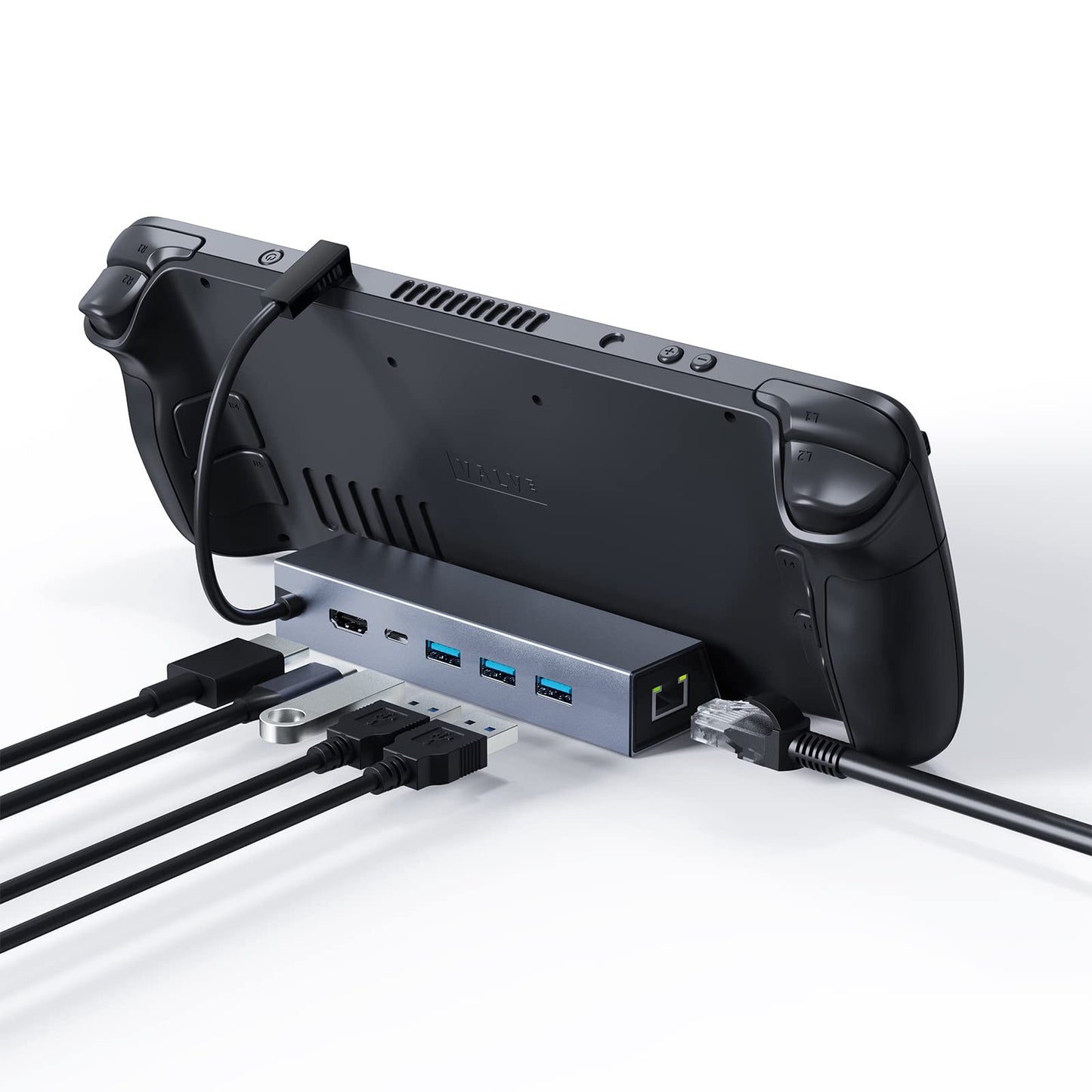 Docking Station for Steam Deck, HBAVLINK 6-in-1 Steam Deck Dock with HDMI 2.0 4K 60Hz, 3X USB 3.0, Gigabit Ethernet
