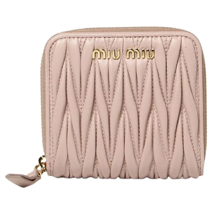 Pink Leather Bifold Wallet