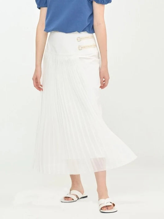 White Synthetic / Polyester Pleated Skirt