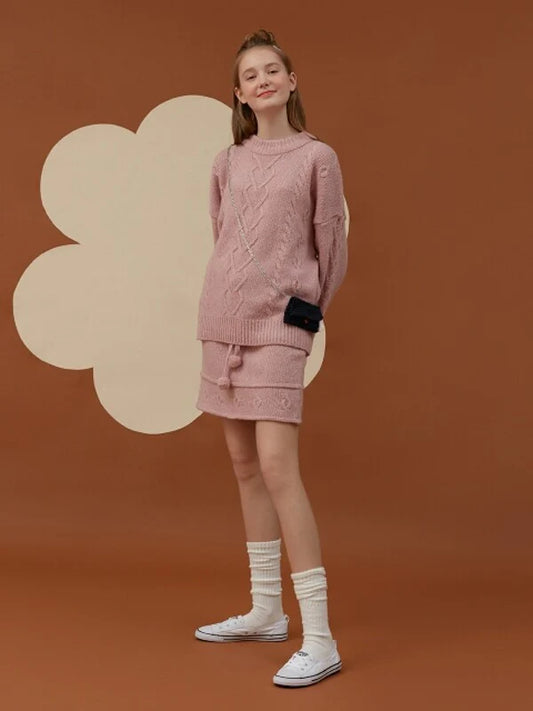Lavender Knit Oversized Sweater with Long Sleeves