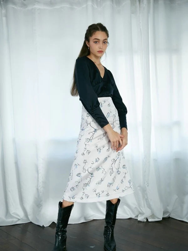 White Synthetic / Polyester Flared Skirt