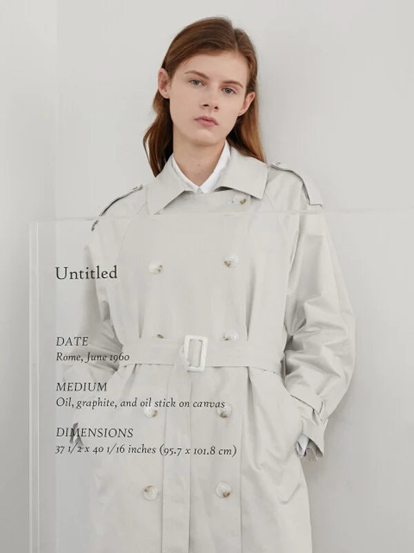 White Synthetic / Polyester Normal Trench Coat with Long Sleeves