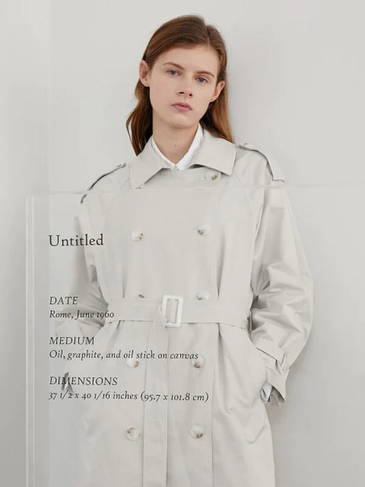 White Synthetic / Polyester Normal Trench Coat with Long Sleeves