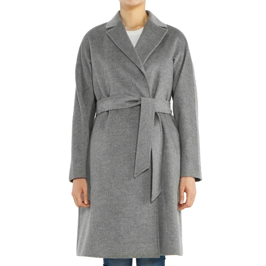 Grey Wool / Cashmere Normal Wrap Coat with Long Sleeves
