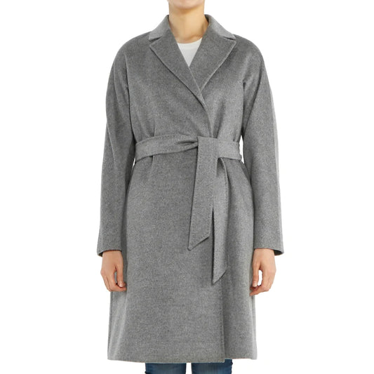 Grey Wool / Cashmere Normal Wrap Coat with Long Sleeves