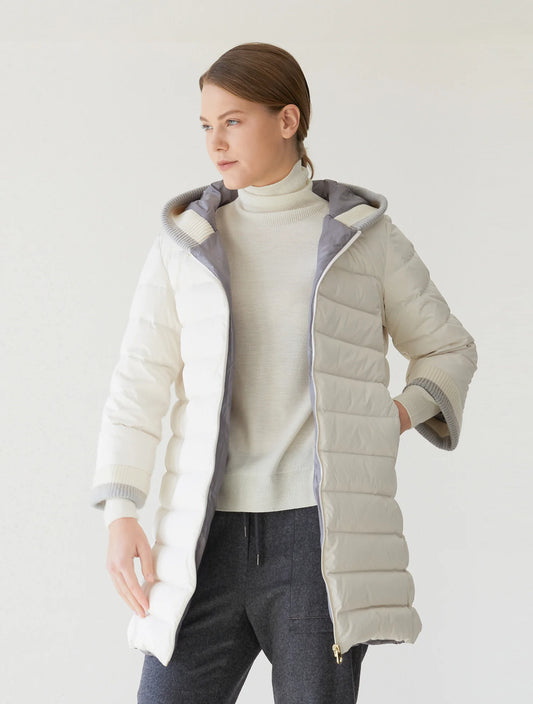 White Synthetic / Polyester Normal Puffer Jacket with Long Sleeves