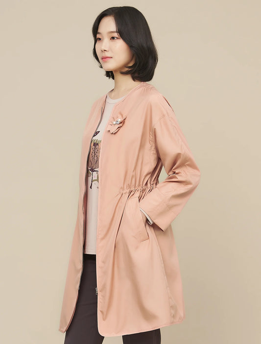 Lavender Synthetic / Polyester Normal Coat with Long Sleeves