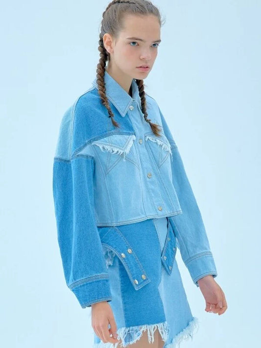Skyblue Denim Oversized Denim Jacket with Long Sleeves