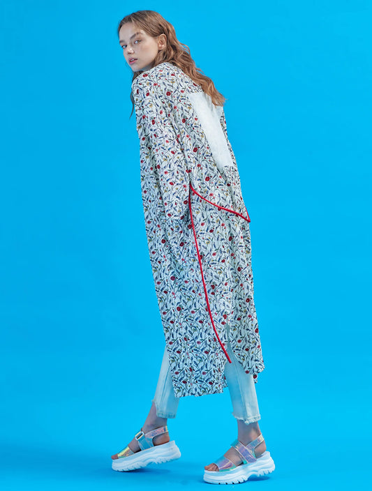 Skyblue Synthetic / Polyester Normal Robe with Long Sleeves