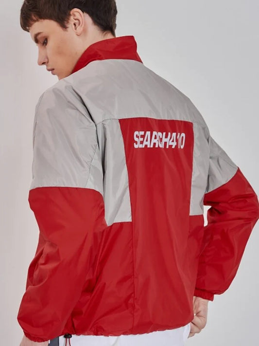 Red Synthetic / Polyester Normal Windbreaker with Long Sleeves
