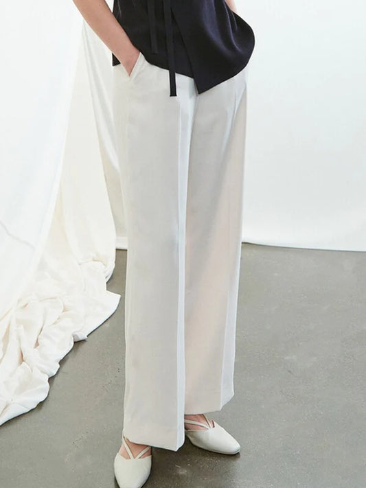 White Synthetic / Polyester Normal Slacks