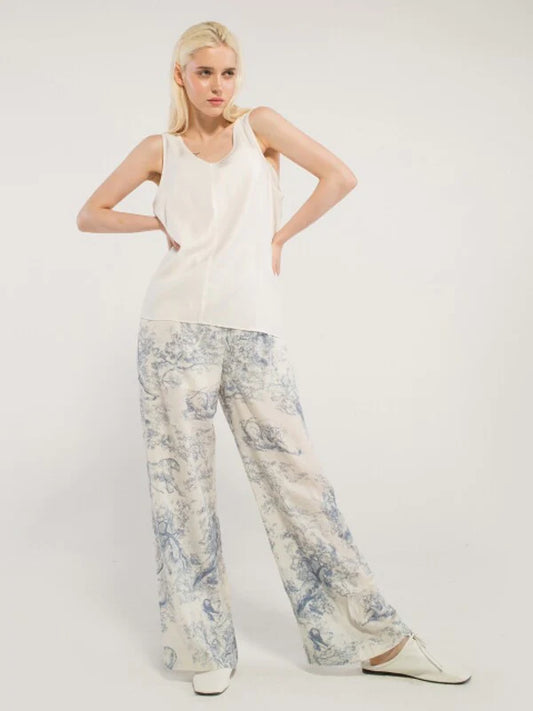 White Synthetic / Polyester Wide Wide Leg Pants