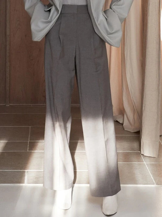 Grey Synthetic / Polyester Wide Wide Leg Pants
