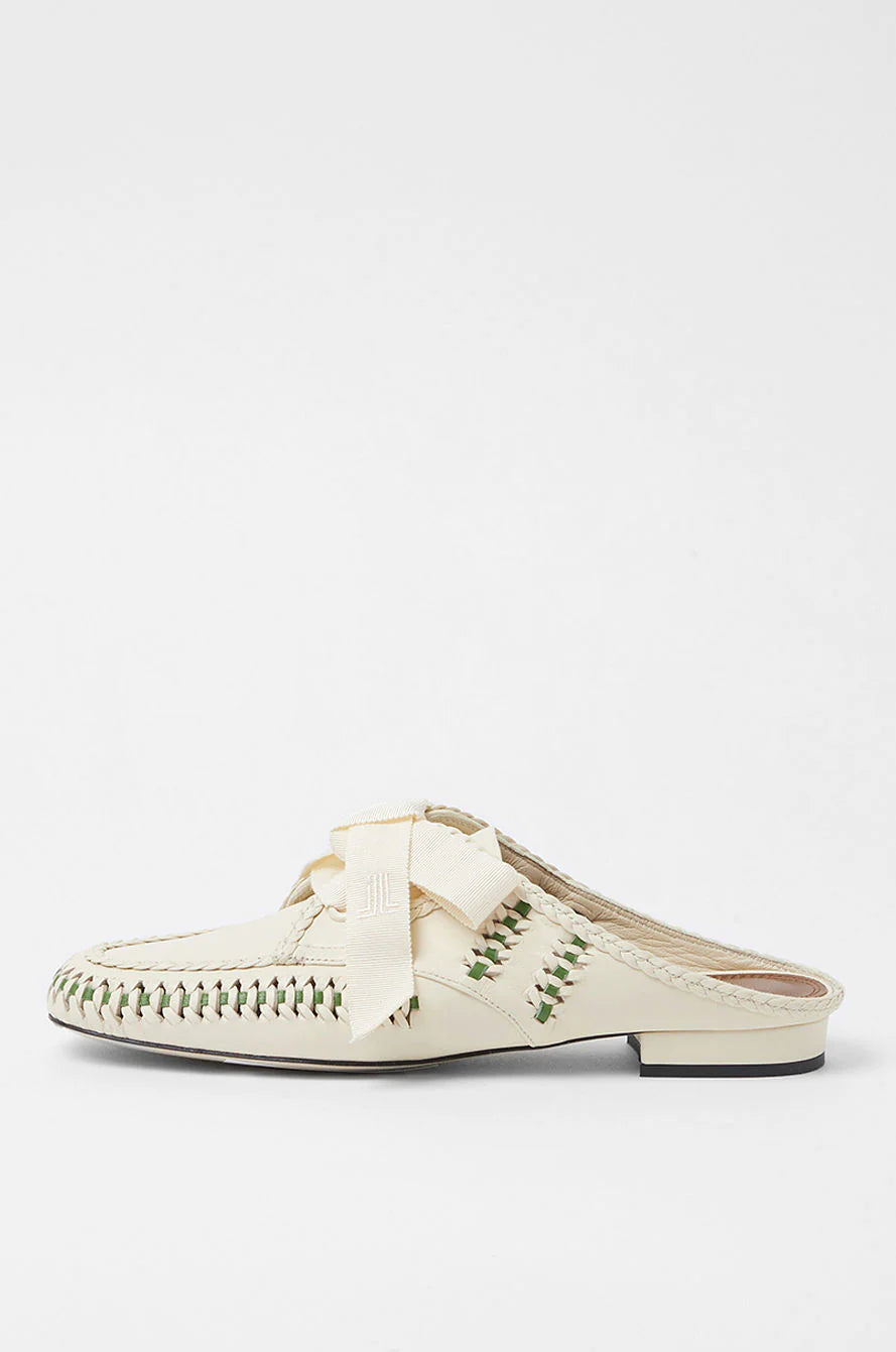 White Leather Mules