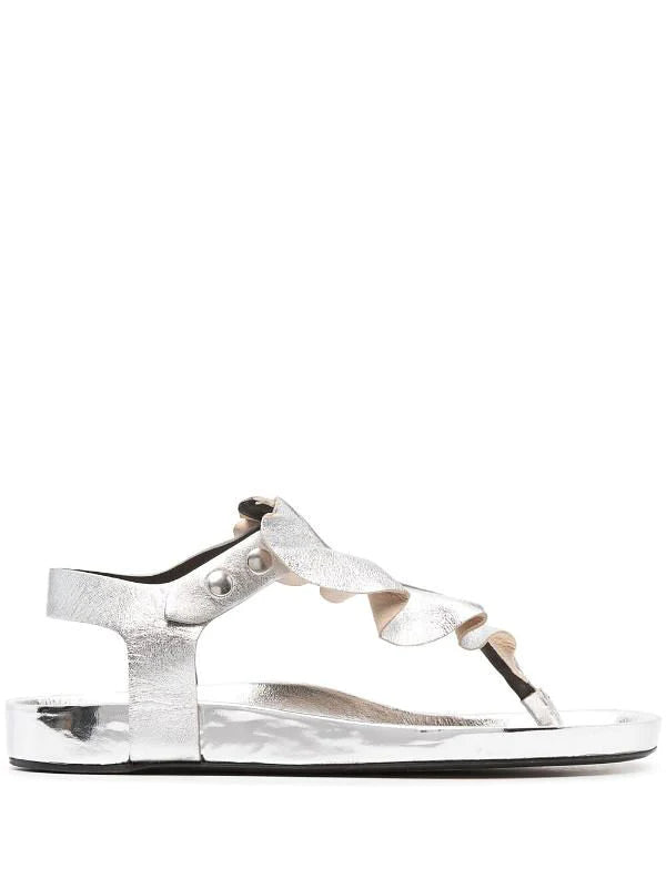 Grey Leather Sandals