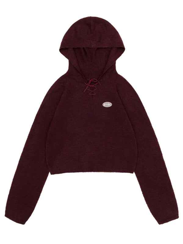 Wine Cotton Normal Hoodie with Long Sleeves