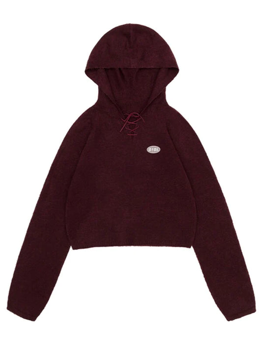 Wine Cotton Normal Hoodie with Long Sleeves