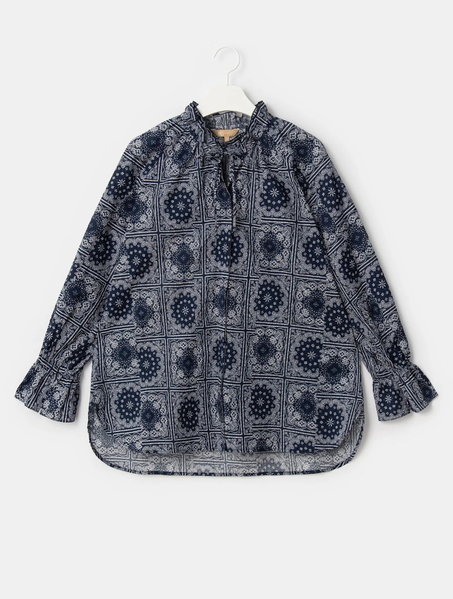 Navy Synthetic / Polyester Normal Blouse with Long Sleeves
