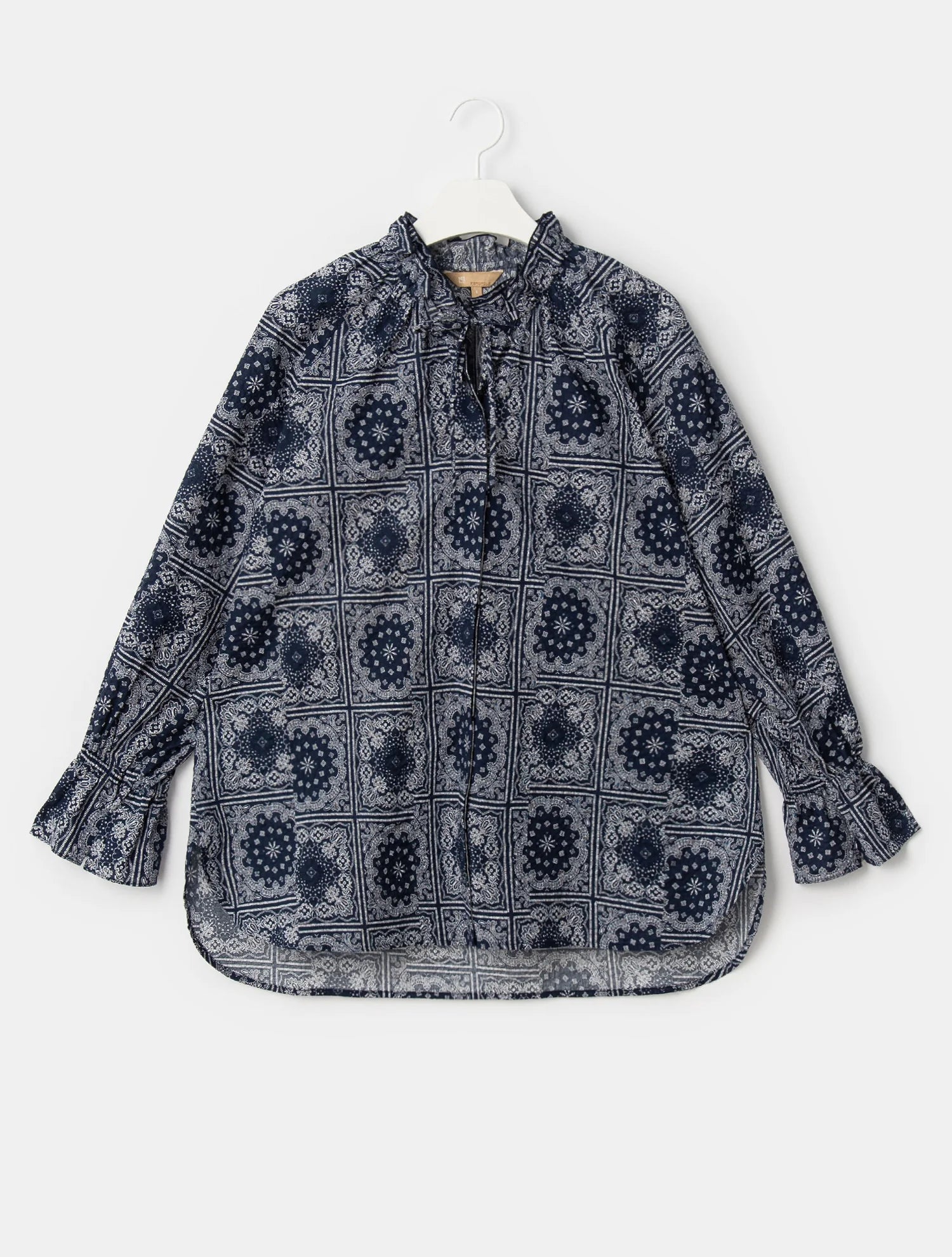 Navy Synthetic / Polyester Normal Blouse with Long Sleeves