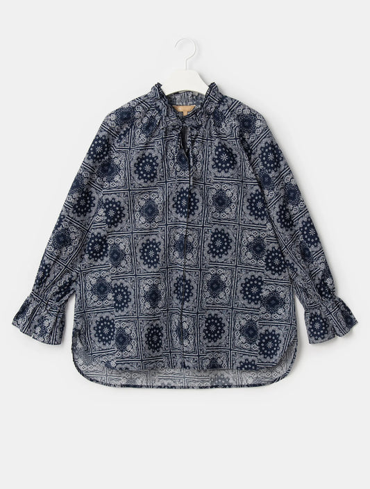 Navy Synthetic / Polyester Normal Blouse with Long Sleeves