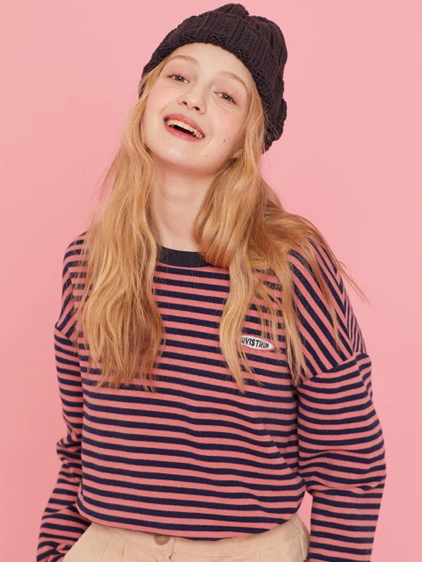 Red Cotton Normal T-Shirt with Long Sleeves
