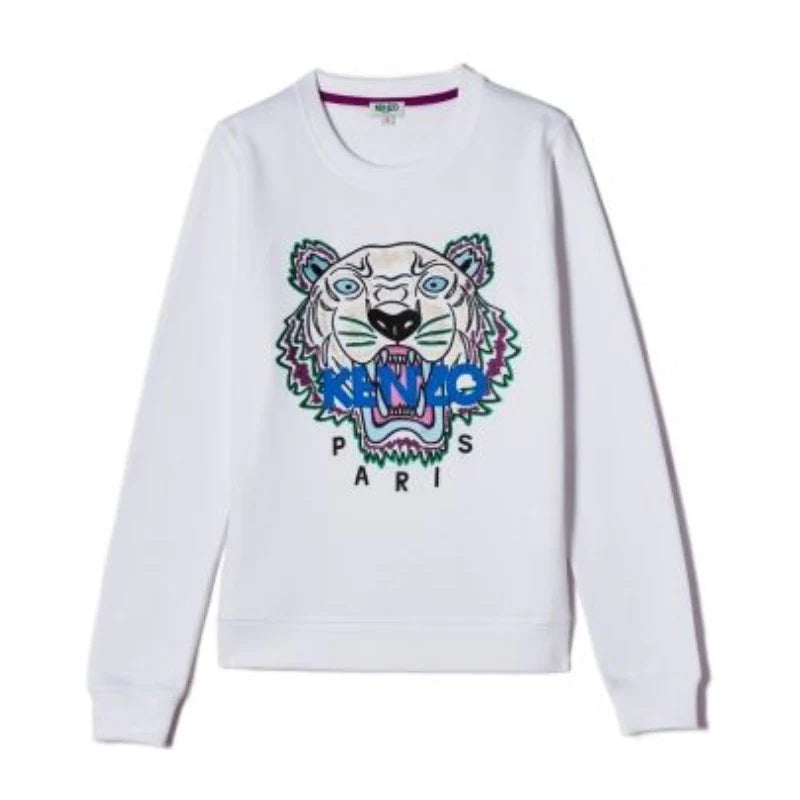 White Cotton Normal Sweatshirt with Long Sleeves