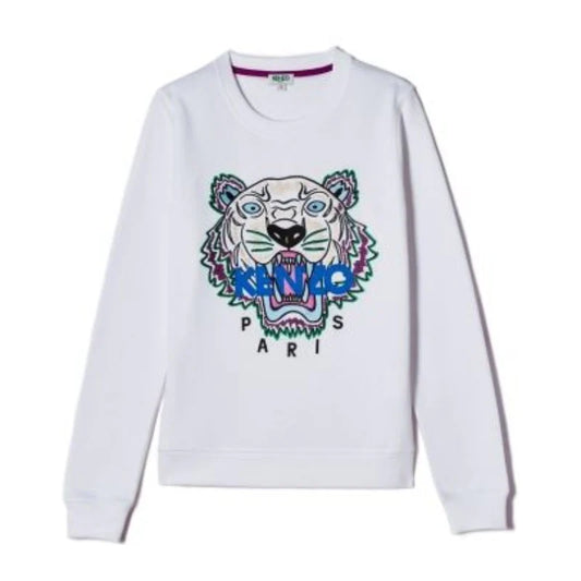 White Cotton Normal Sweatshirt with Long Sleeves