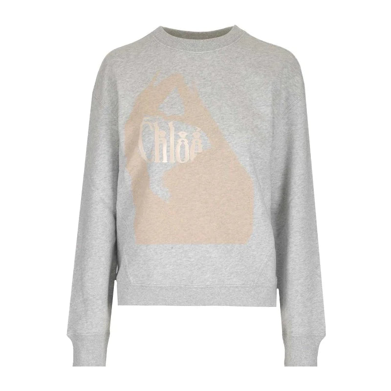 Grey Cotton Normal Sweatshirt with Long Sleeves