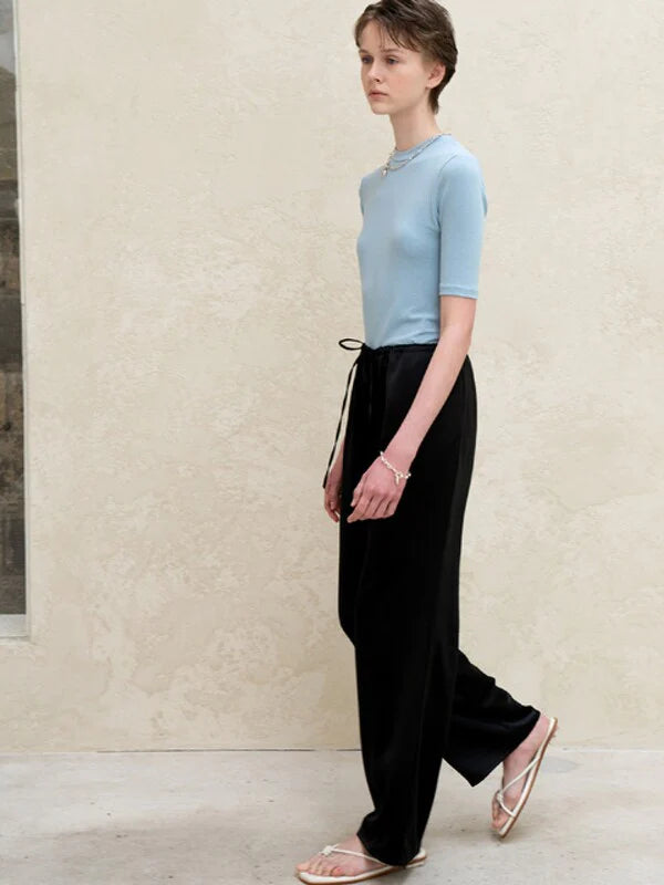 Skyblue Cotton Normal T-Shirt with Short Sleeves