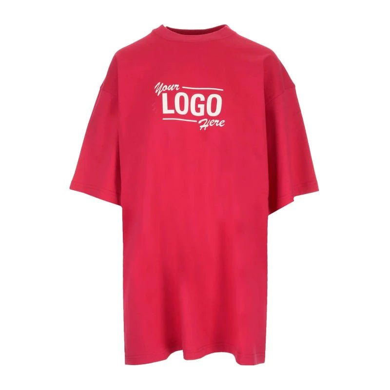 Red Cotton Normal T-Shirt with Short Sleeves