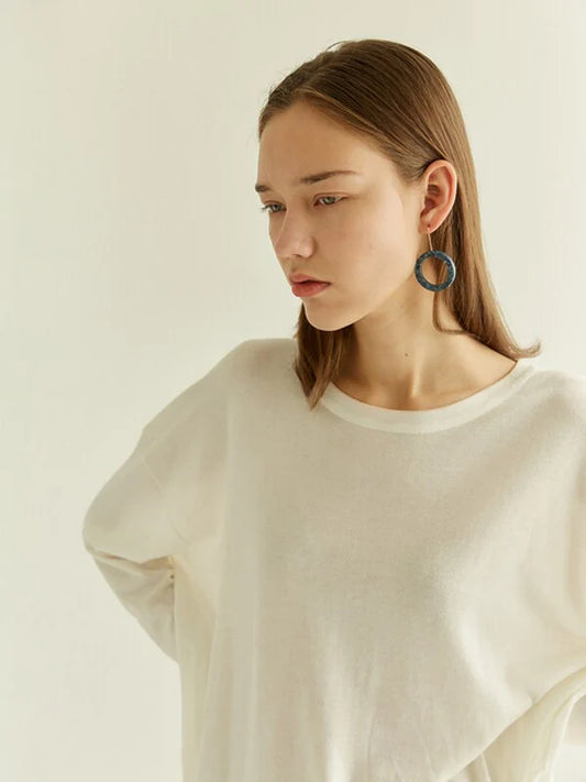 White Cotton Oversized T-Shirt with Long Sleeves