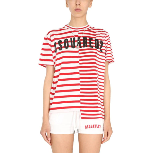 Red Cotton Normal T-Shirt with Short Sleeves