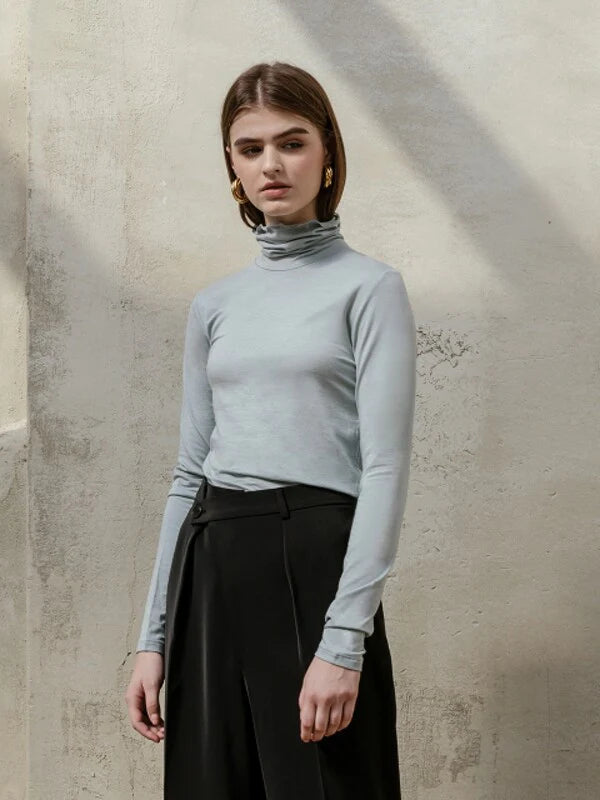 Grey Cotton Normal T-Shirt with Long Sleeves