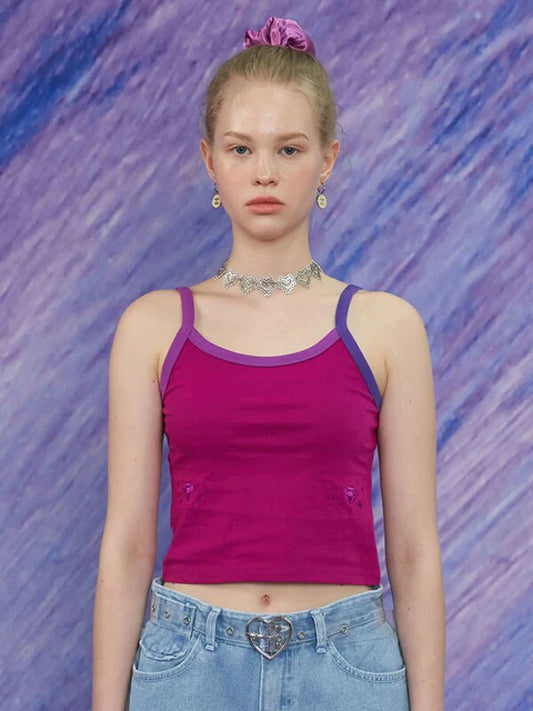 Purple Cotton Tight Tank Top with Sleeveless