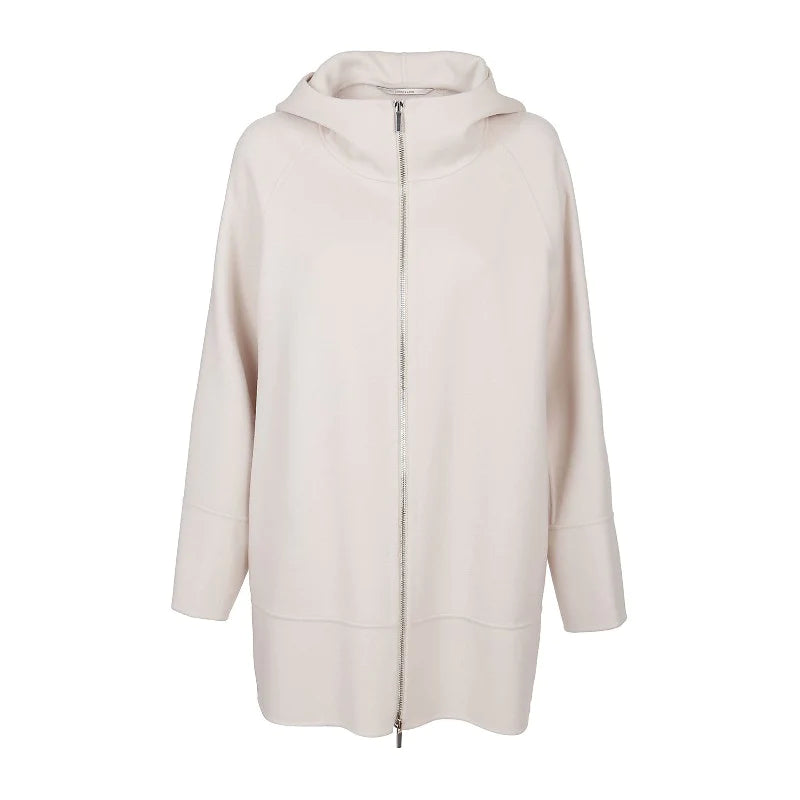 White Wool / Cashmere Oversized Hoodie with Long Sleeves
