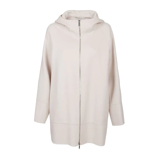White Wool / Cashmere Oversized Hoodie with Long Sleeves