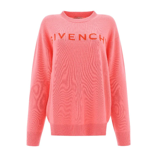 Pink Knit Normal Sweater with Long Sleeves