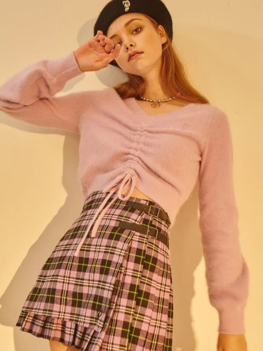 Lavender Knit Normal Cardigan with Long Sleeves