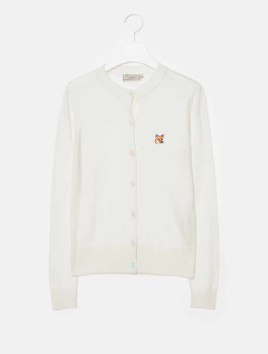 White Knit Normal Cardigan with Long Sleeves