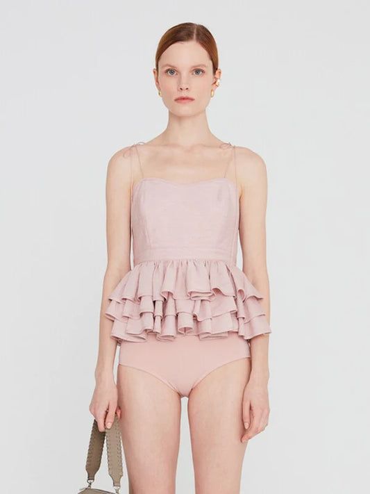 Lavender Synthetic / Polyester One Piece Swimsuit with Sleeveless