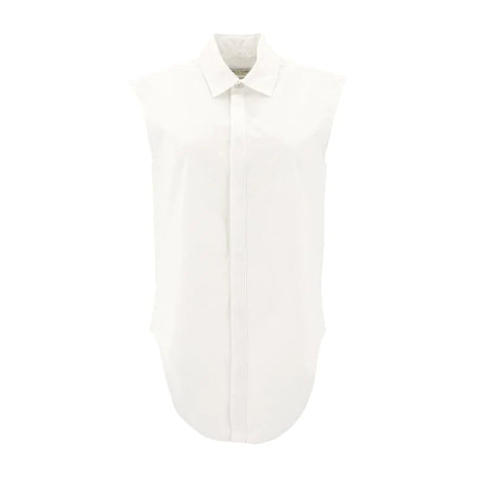 White Cotton Normal Dress Shirt with Sleeveless