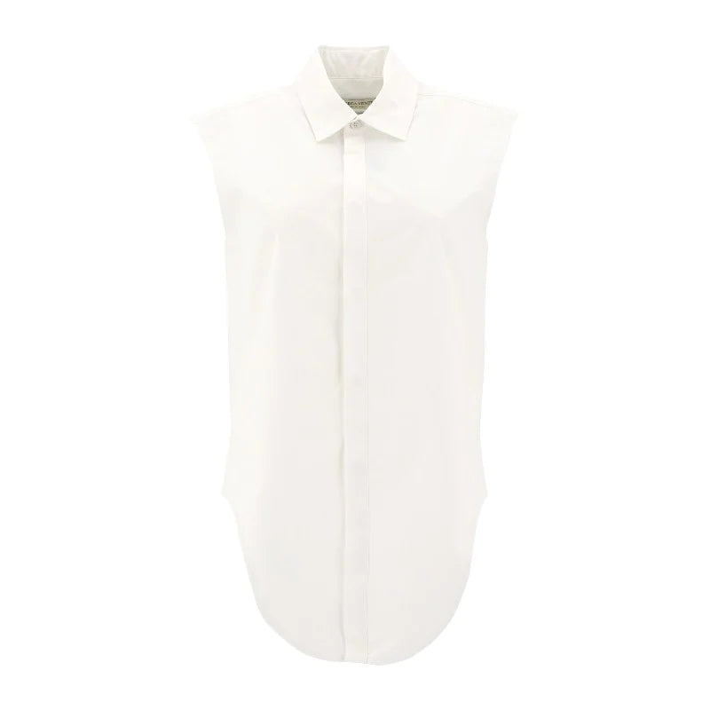 White Cotton Normal Dress Shirt with Sleeveless