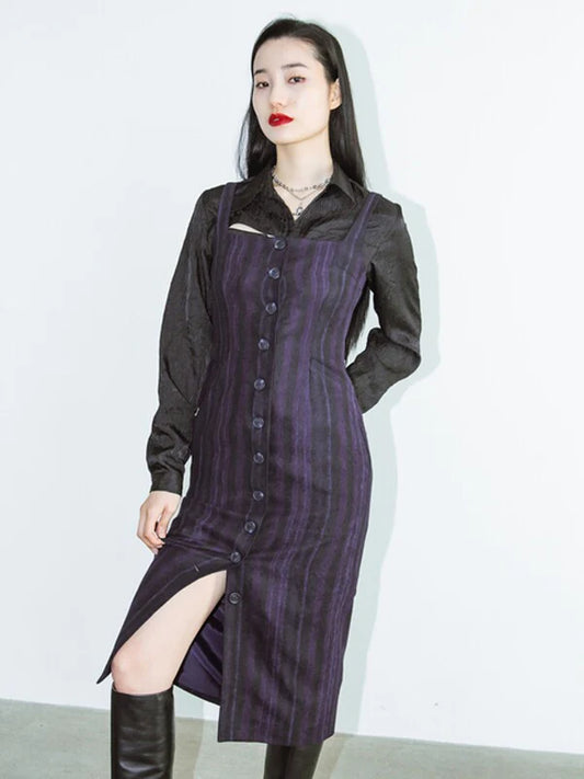 Purple Synthetic / Polyester Overall Dress with Sleeveless
