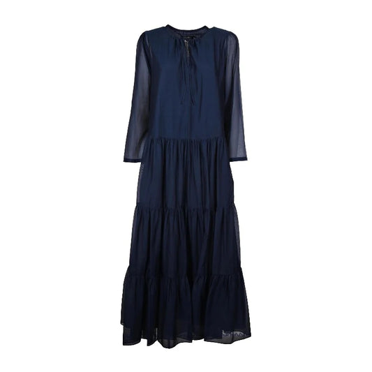 Navy Synthetic / Polyester Tunic Dress with Long Sleeves