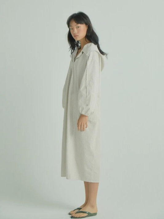 White Cotton Shirt Dress with Long Sleeves