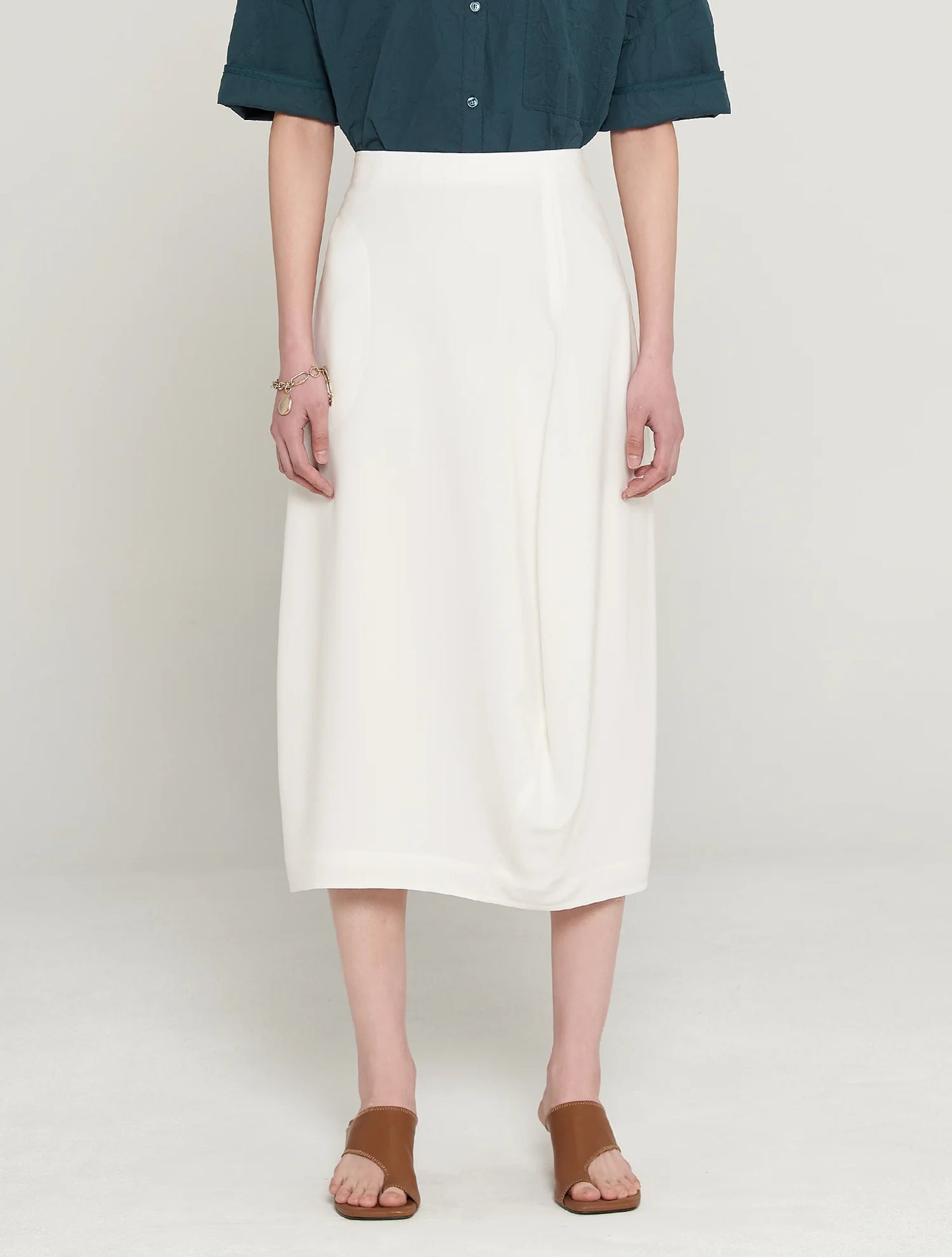 White Synthetic / Polyester Flared Skirt