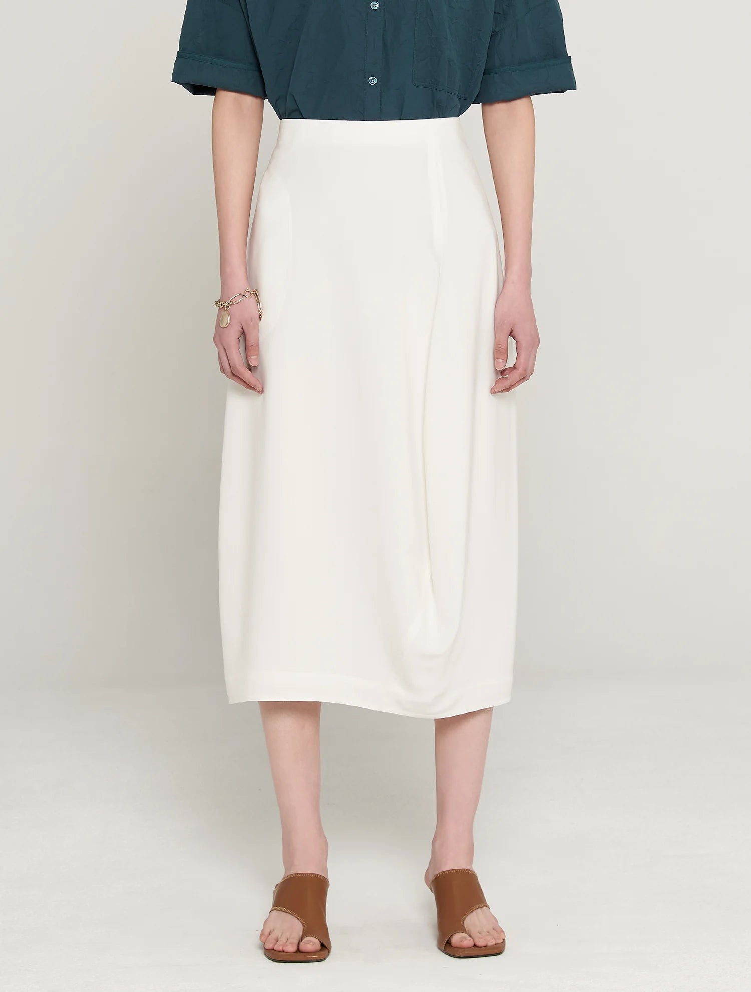 White Synthetic / Polyester Flared Skirt