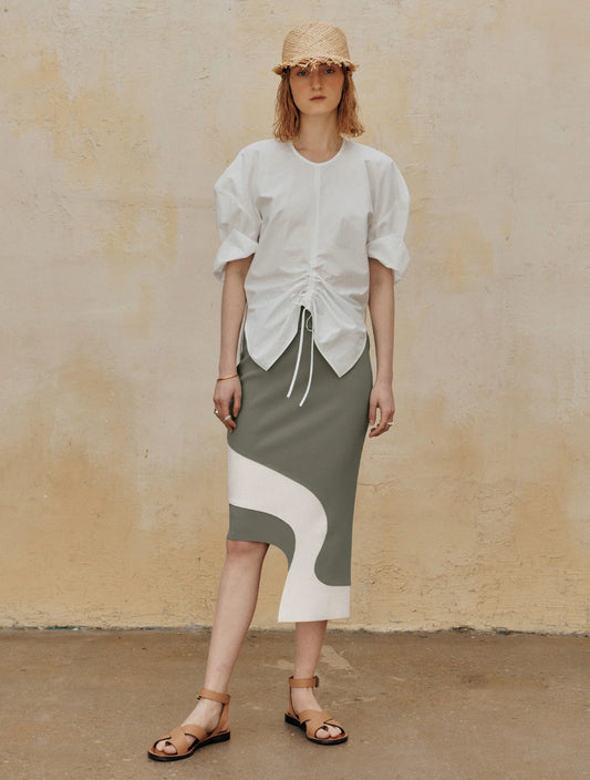 Khaki Synthetic / Polyester Skirt