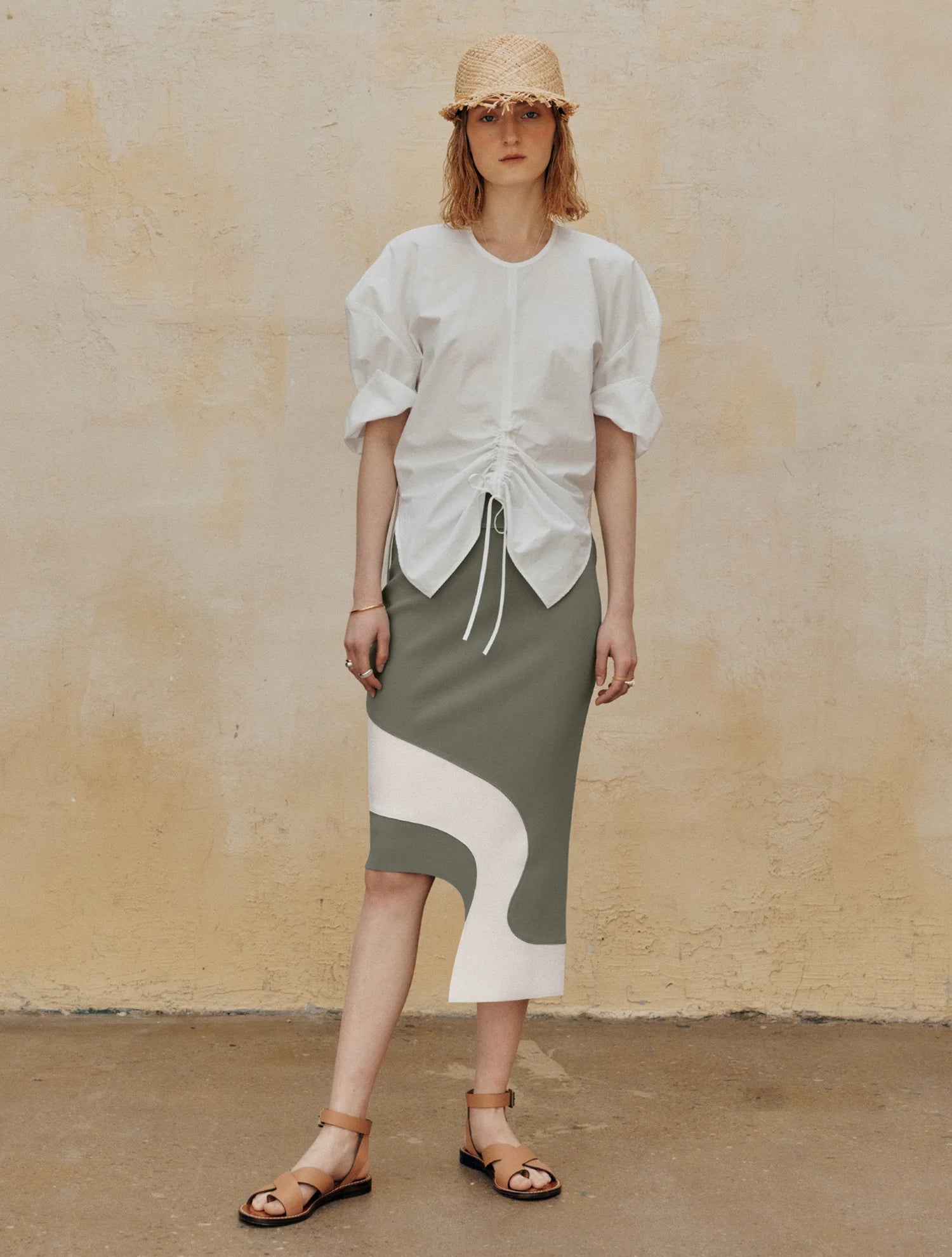 Khaki Synthetic / Polyester Skirt